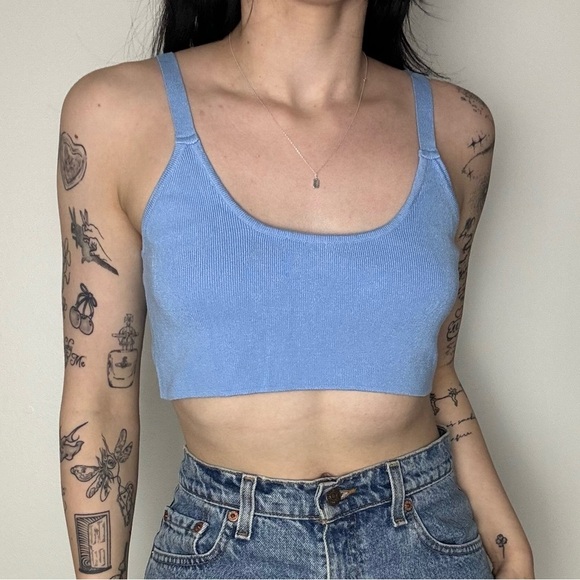 Philosophy Light Blue Crop Top Medium - Picture 1 of 6